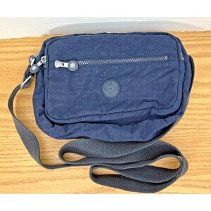 Kipling Dark Blue Nylon Crossbody Medium Bag Leslie Zip Adjustable *no charm*